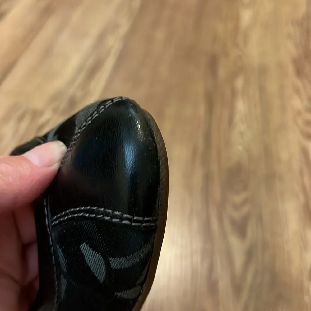 Coach Women's Black Signature Logo Mary Jane Shoes Leather and Canvas Joy Size 5 - Picture 13 of 15